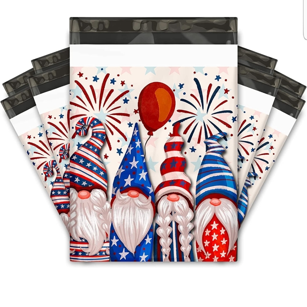 25 Ct. 10x13 Patriotic Gnomes Designer Poly Mailers Shipping Envelopes … - Picture 1 of 7